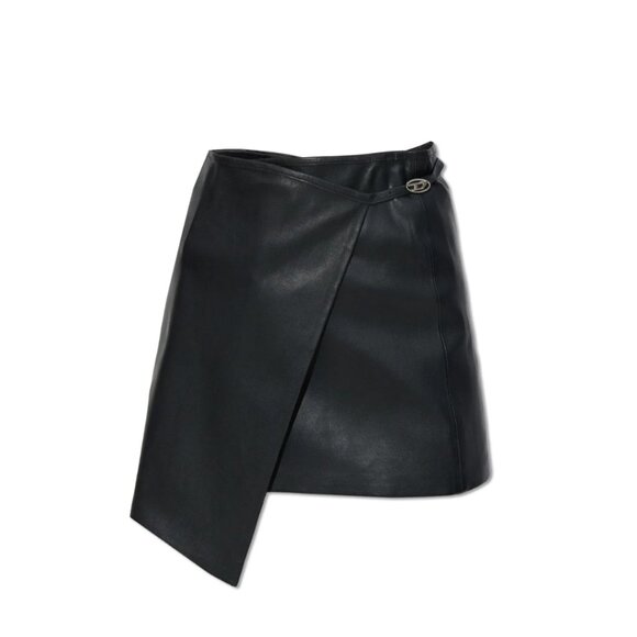 NWT Diesel L-Kesselle Wrap Mini Skirt Stretch Lambskin Leather Slim Strap Sz 40